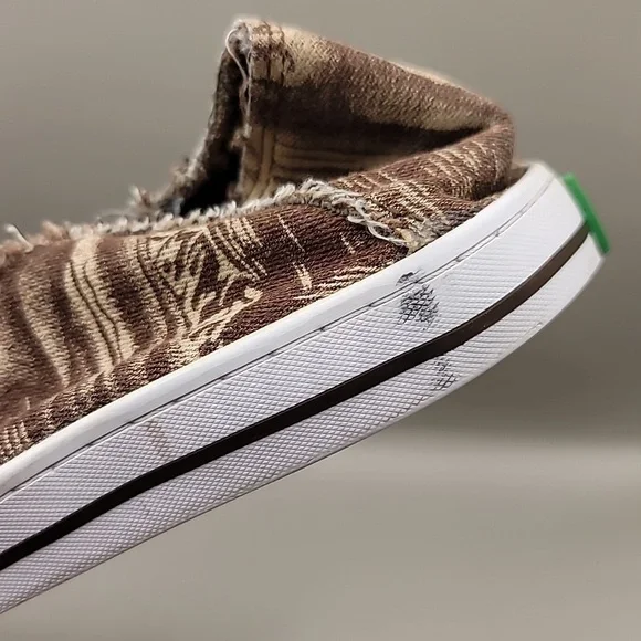 SANUK Sidewalk Surfers Shoes Men's Sz 9 Brown Frayed Palms Canvas Slip-On Beachy - Picture 10 of 10